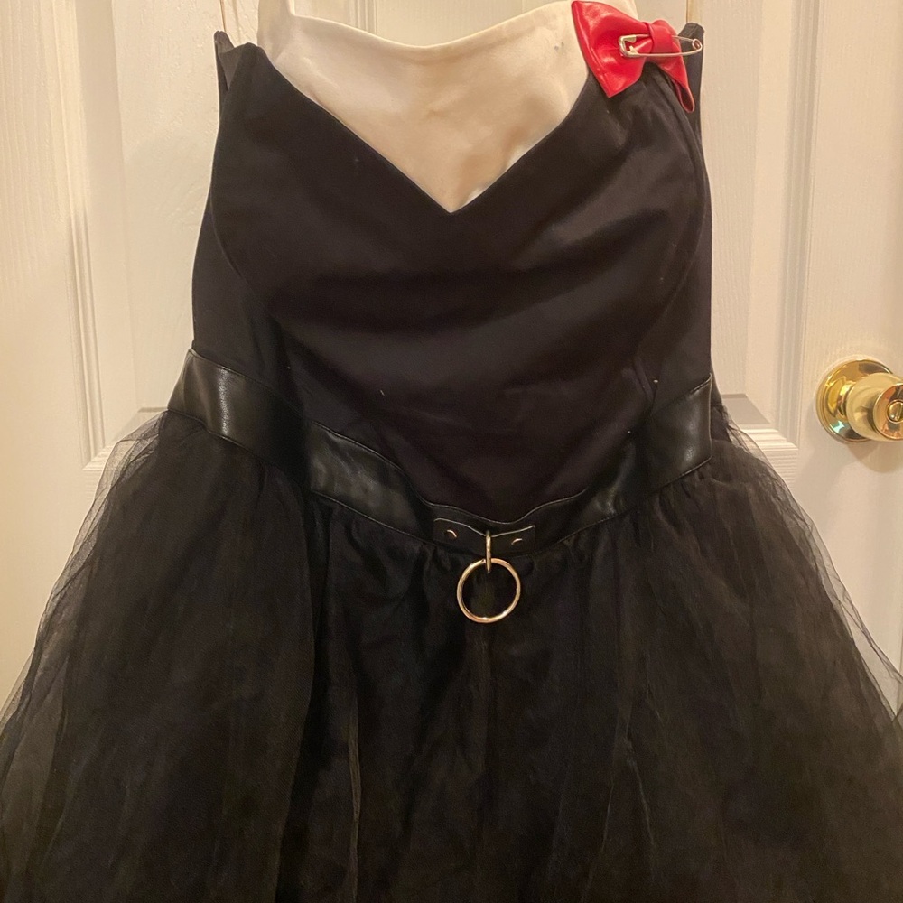 Dolls Kill Strapless Black Dress with Red Bow